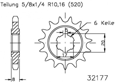 PINION GEAR FRONT ESJOT 9 10Z SHERCO TRIAL 80 0,8  