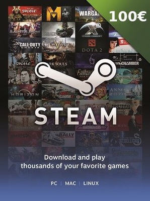 KARTA PODARUNKOWA KOD STEAM WALLET 100 € EUR EURO