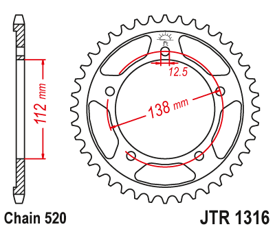 ENGRANAJE PARTE TRASERA JT 39Z 520 HONDA CT700/NC700  