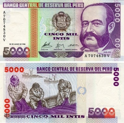 PERU 5000 Intis - 1988 UNC