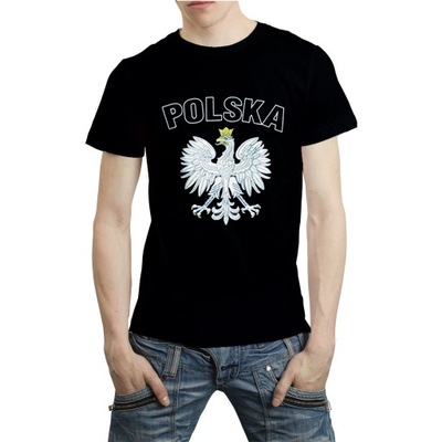 Koszulka Kibica POLSKA Tshirt z Orłem WXM L czarna