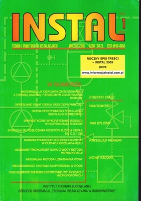 Miesięcznik Instal czasopismo 1/2010 instalacje