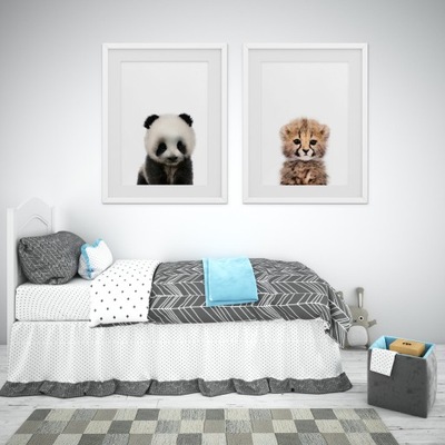 Plakaty dla Dzieci Zwierzęta Koń Panda Szop Kot A4