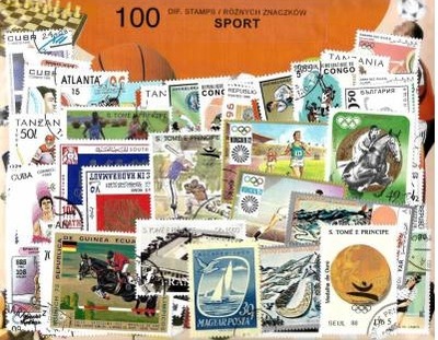 Zestaw 100 znaczków pocztowych - SPORT
