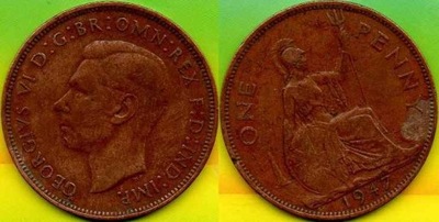 Wielka Brytania 1 Penny 1947 r.