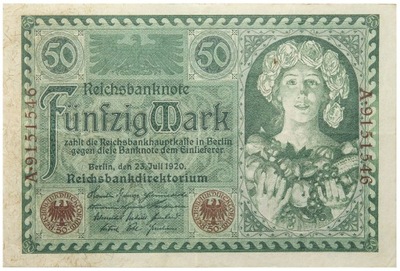 Niemcy - BANKNOT - 50 Marek 1920 - Ro: 66