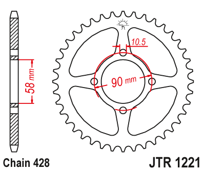 KRUMPLIARATIS GALINĖ JT 44Z 428 HONDA CBR125 11-17 