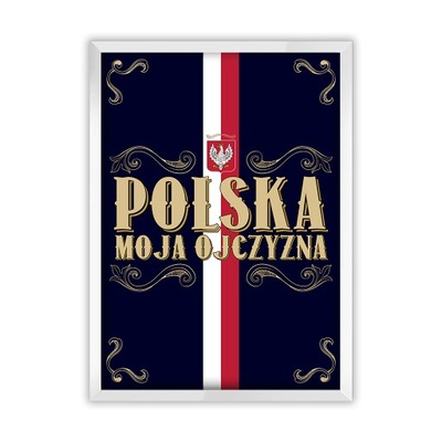 Obraz Polska – moja ojczyzna typografika w ramce
