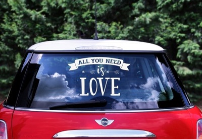 Naklejka ślubna na samochód - All you need is love
