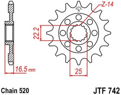 ENGRANAJE PARTE DELANTERA JTF742 14 15 DUCATI SCRAMBLER  