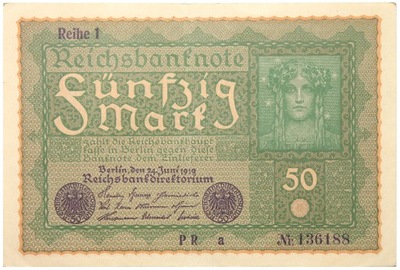 Niemcy - BANKNOT - 50 Marek 1919 - Ro: 62
