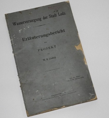 LINDLEY WASSERVERSORGUNG DER STADT LODZ. 1911