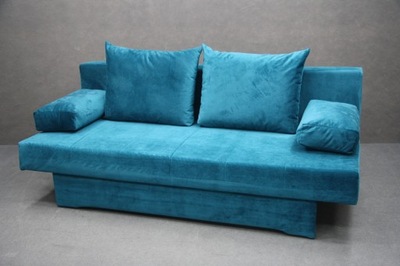 Sofa Rozkładana 155 x 200 Kanapa Turkusowa Tkanina