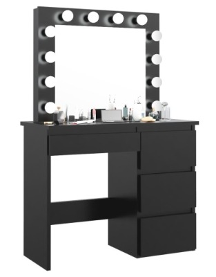 TOALETKA BETA 12 LED CZARNA LUSTRO MAKIJAŻ WIZAŻ