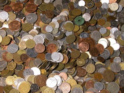 MONETY ZAGRANICZNE - na kilogramy wagę - zestaw 1 kg KILOGRAM - MIX monet