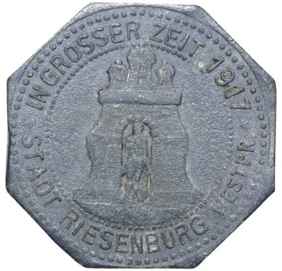 + Riesenburg - Prabuty - 50 Pfennig 1917 - cynk