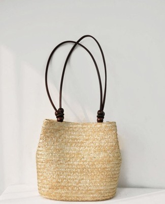 TOREBKA SŁOMKOWA RATTANOWA LETNIA KOSZYK BEŻOWA