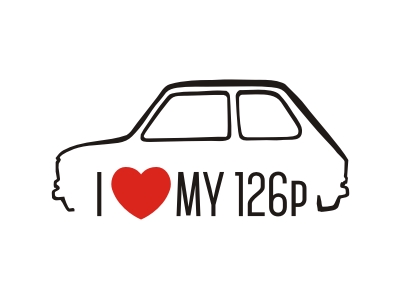 Naklejka na auto I LOVE MY 126p, fiat 126p maluch