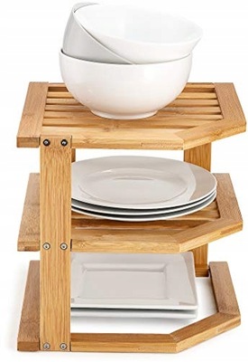 Półka narożna kuchenna łażienkowa bambus 3 poziomy