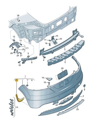Молдинг спойлер правый бампер задняя audi tt sline aso фото №1