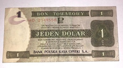 Bon Towarowy Pko 1 Dolar Pewex seria HD 1979r