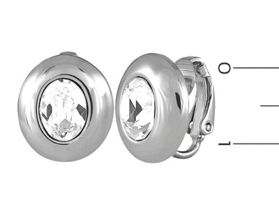 Klipsy srebrne z dużym kryształem przy uchu owalne
