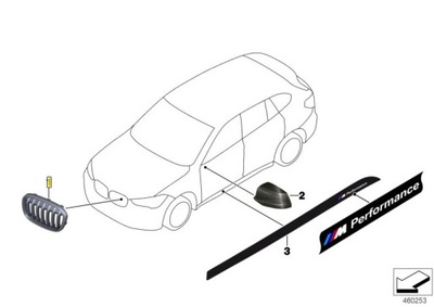 BMW ПРАВОЕ ЧЕРНАЯ БАЧОК РЕШЁТКА MPERFORMANCE X1 F48