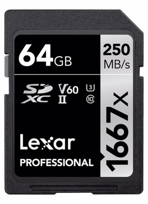 Lexar SDXC Professional 64GB 250MB/s V60 1667x