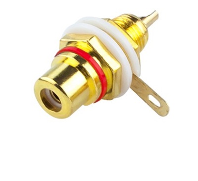 Gniazdo RCA cinch metal montaż Gold CZERWONE(2957a