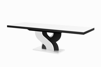 Stół rozkładany BELLA - Biało-Czarny | Połysk