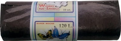 WORKI NA ŚMIECI 120L 10SZT BRĄZOWE