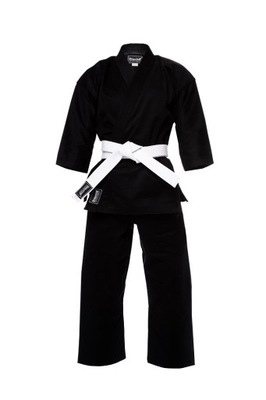 KIMONO DO KARATE KARATEGI CZARNE 8 OZ + PAS 120 cm