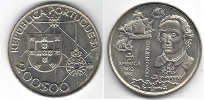 PORTUGALIA 200 ESCUDO 1992 500-L. ODKRYCIA AMERYKI