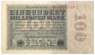 Niemcy BANKNOT 100 Milionów Marek 1923 - Ro: 106ac