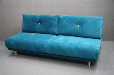 Sofa Rozkładana 202 cm Kanapa Tkanina Turkusowa