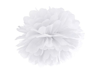 Pompon z bibuły kula kwiat biały 25cm dekoracje