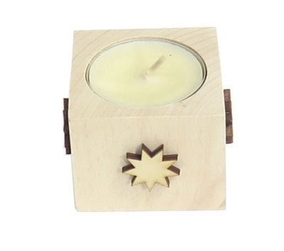 Świecznik drewniany ozdoba DECOUPAGE tealight AC36