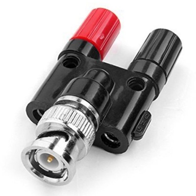 Adapter przejściówka wtyk BNC 2x gniazdo banan 4mm