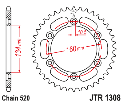 KRUMPLIARATIS GALINĖ JT 45Z 520 HONDA CBR600 F 01-07 