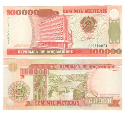 MOZAMBIK 100000 METICAIS 1993 P-139 UNC