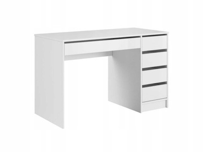Nowoczesne biurko biały mat 120x55 5 szuflad