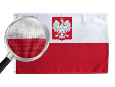 Flaga Polski Godło LEN 150x90 cm Bandera Polska Lniana GRUBY MATERIAŁ