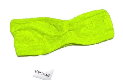 BERSHKA TOP M NEONOWY ŻÓŁTY KORONKA !