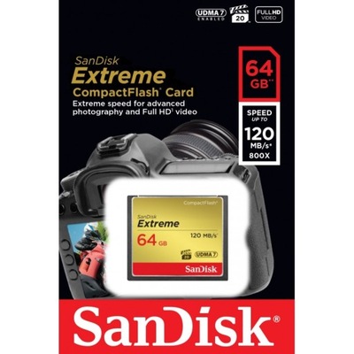 Karta pamięci SANDISK Extreme CF 64GB Compact Flash 120/85 MB/s UDMA7