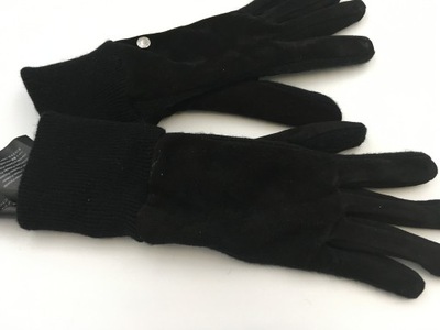 30 REPLAY rękawiczki damskie czarne dłuższe zamsz