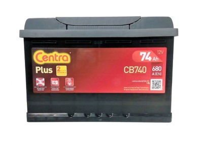 Аккумулятор centra plus 74ah 680a cb740 фото №1