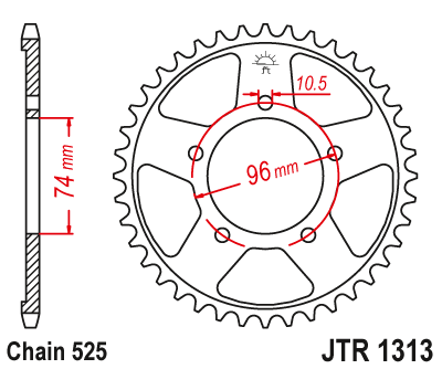 ENGRANAJE PARTE TRASERA JT 42Z 525 HONDA CBR400 RRJ TRI-ARM  