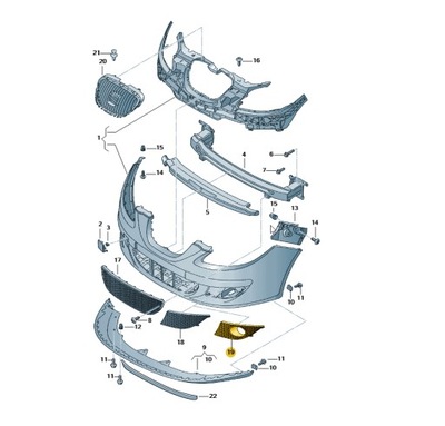 РЕШЕТКА ПЕРЕДНЕГО БАМПЕРА SEAT ALTEA ПРАВОЕ OEM