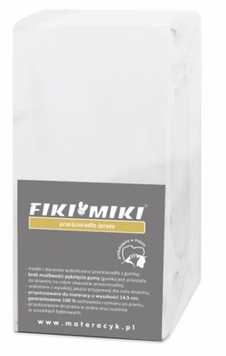 FIKI MIKI PRZEŚCIERADŁO JERSEY 160X70 BIAŁE