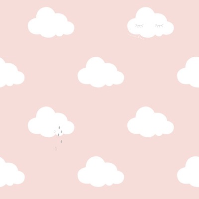 Tapeta Różowa w białe chmurki ND21115 Sweet Dreams